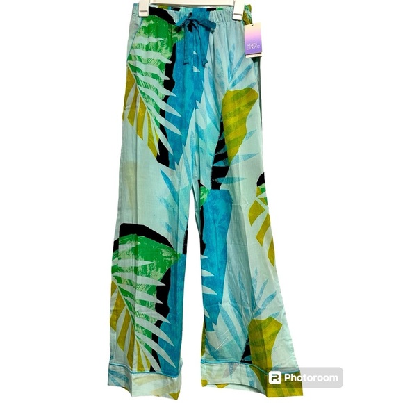 Tropical print high waist wide leg pants XS - Picture 2 of 6
